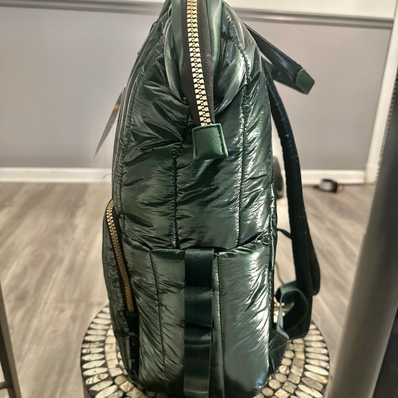 Jonah David metallic Emerald Quilted Backpack nwt  with a free people gift - Picture 5 of 9